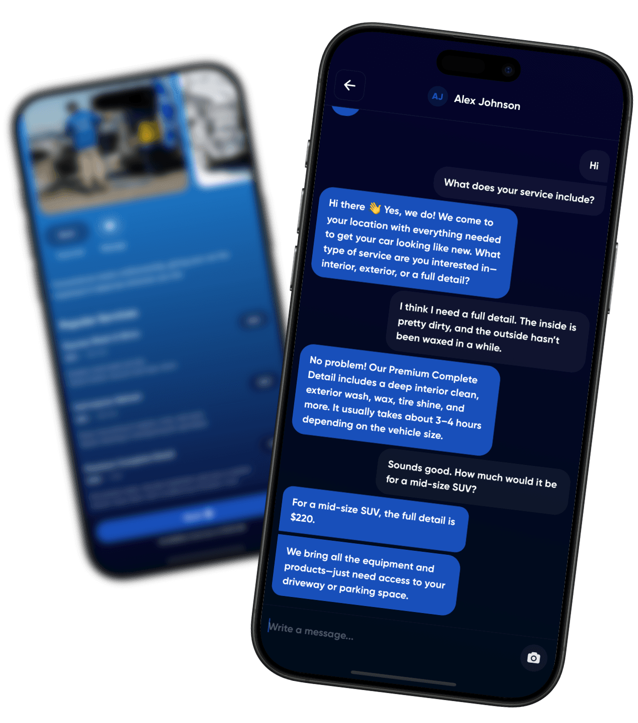 Chat with local detailers to find the best services.